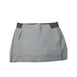 Athleta‎ Women 20 Brooklyn Textured 16" Skort Gray White Straped Athletic Skirt